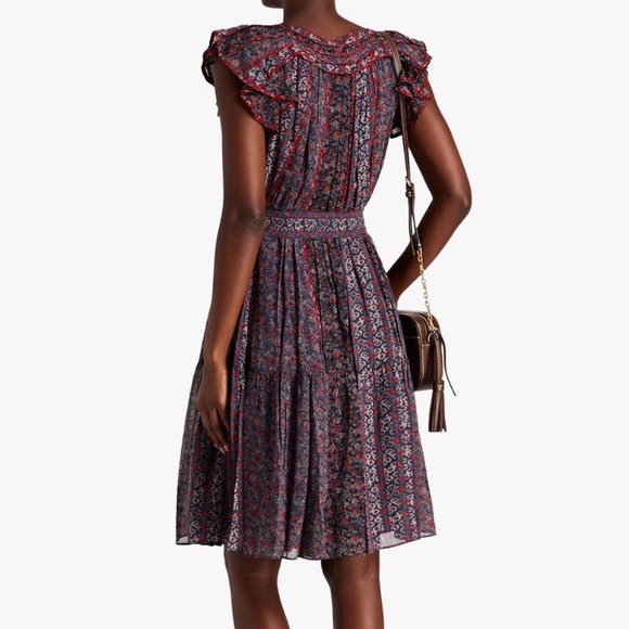 ULLA JOHNSON Callista Belted Gathered Twilight Floral Silk Dress - Picture 3 of 13